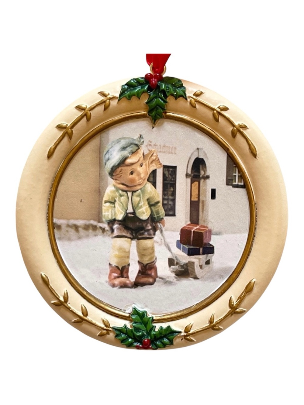 VTG Hummel Christmas Ornament - Winter Sleigh Ride - Round - Danbury Mint